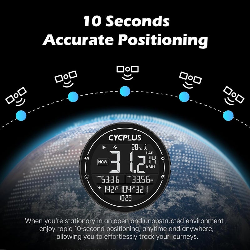 CYCPLUS GPS Bike Computer, Wireless Cycling Computer, ANT+ Bluetooth Bicycle Speedometer Odometer IPX6 Waterproof, Rechargeable with 2.5″ Screen for Bikers Outdoor Cycling (New Upgraded) - Image 3